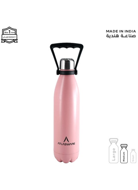 Water Bottle with a Capacity of 750 ml, Stainless Steel Water Bottle that keeps Cold for 52 Hours and Keeps Heat for 24 Hours, Pink