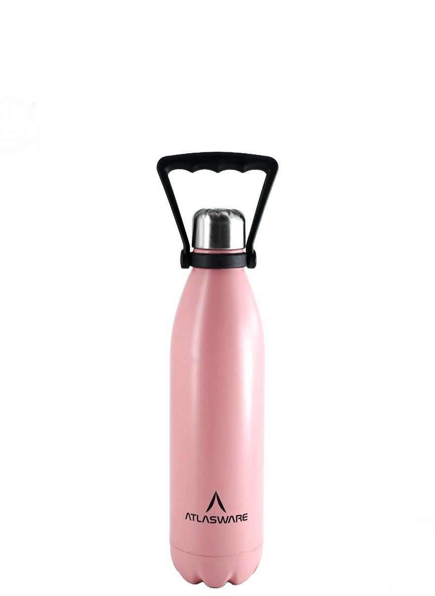 Water Bottle with a Capacity of 750 ml, Stainless Steel Water Bottle that keeps Cold for 52 Hours and Keeps Heat for 24 Hours, Pink 