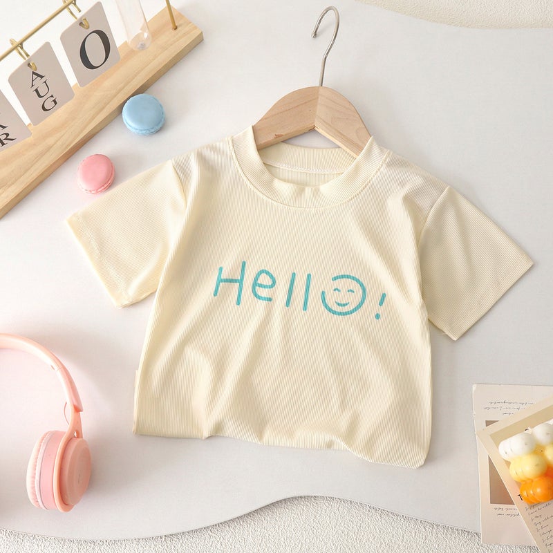 Cool Summer Candy Color Kidsren'S Summer Short-Sleeved T-Shirt Round Neck Ice Silk Shaking T Baby Boy Girl Top Pure Color - Image 5