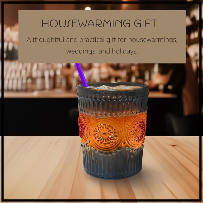 ARTLAND 9.5oz Double Old Fashion Glass, Set of 4 - Halloween Gradient Orange Design, Cocktail Glass for Parties and Everyday Use - Mojito, Whiskey, Cocktail - Glassware & Barware Essentials - Image 4