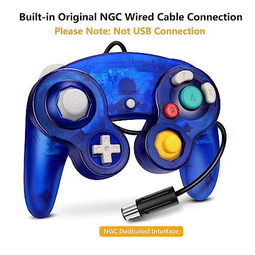 FIOTOK Gamecube Controller, Classic Wired Controller for Wii Nintendo Gamecube (Clear Red & Clear Blue -2Pack) - Image 2