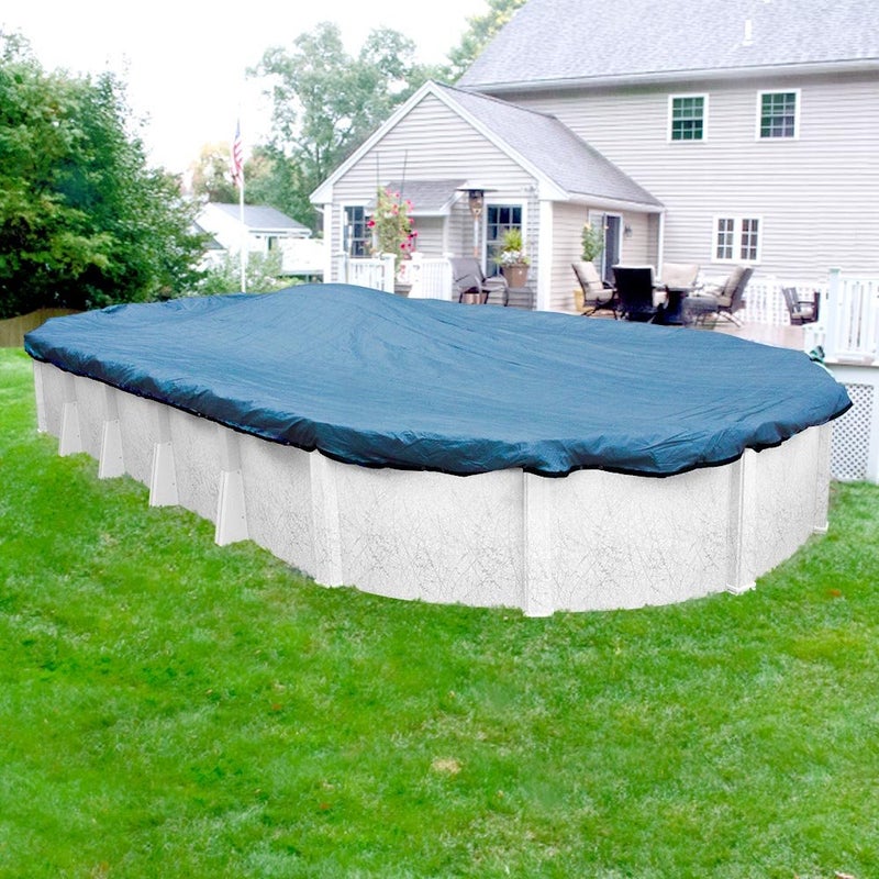 Robelle 16 x 25 ft Heavy Duty Mesh Blue Winter Oval Pool Cover for Above Ground Pools, 3 ft Overlap (19 x 28 ft Cover Size), 10 x 10 Scrim, 3.1 oz/yd2, 10-Year Warranty, Style: 541625-ROB - Image 2