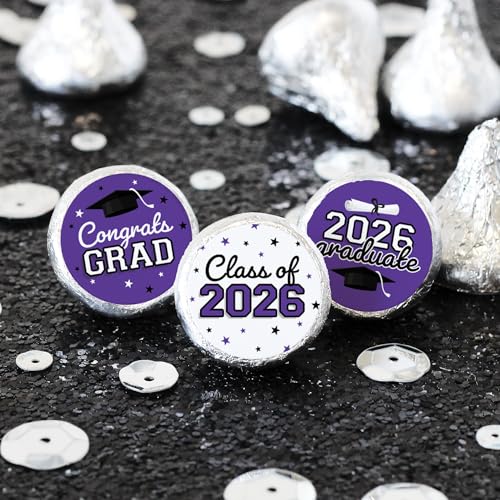 DISTINCTIVS Class of 2026 Graduation Candy Stickers for Chocolate Drops Purple Grad Party Favors  216 Count - Image 5