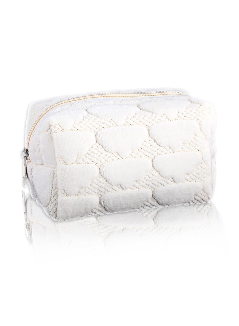 KASTWAVE Travel Makeup Bag, Small Cute Cosmetic Bag, Small Cosmetic Bag, Women's Storage Bag, Zip Close Bag, Simple Portable Toiletry Travel Bag for Women, White - Image 1