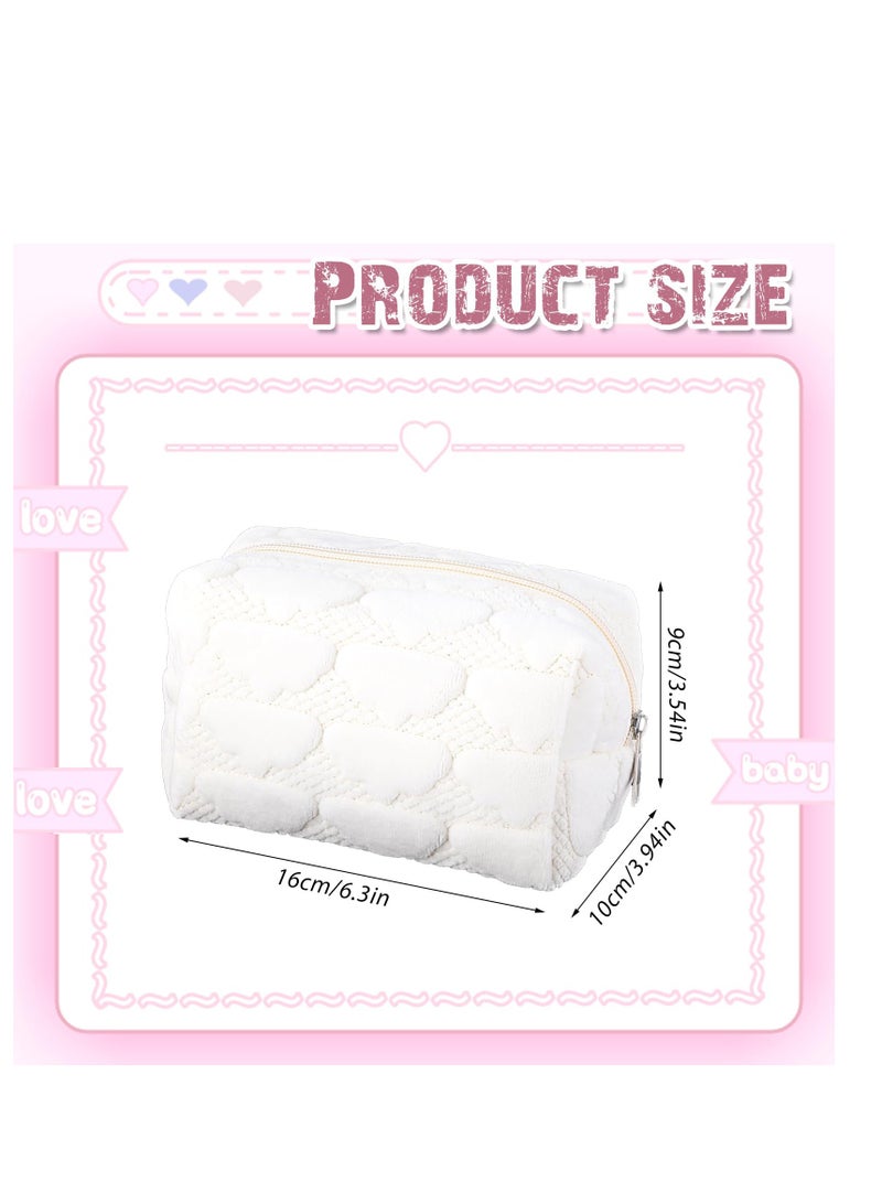 KASTWAVE Travel Makeup Bag, Small Cute Cosmetic Bag, Small Cosmetic Bag, Women's Storage Bag, Zip Close Bag, Simple Portable Toiletry Travel Bag for Women, White - Image 2