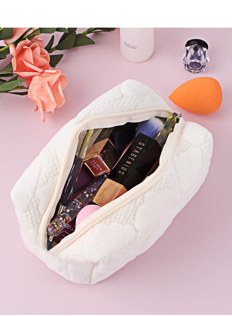 KASTWAVE Travel Makeup Bag, Small Cute Cosmetic Bag, Small Cosmetic Bag, Women's Storage Bag, Zip Close Bag, Simple Portable Toiletry Travel Bag for Women, White - Image 3