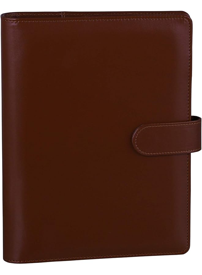 A5 Pu Leather Binder 6 Ring Notebook Binder Cover For A5 Filler Paper Refillable A5 Personal Planner Budget Binder With Magnetic Buckle Closure Brown