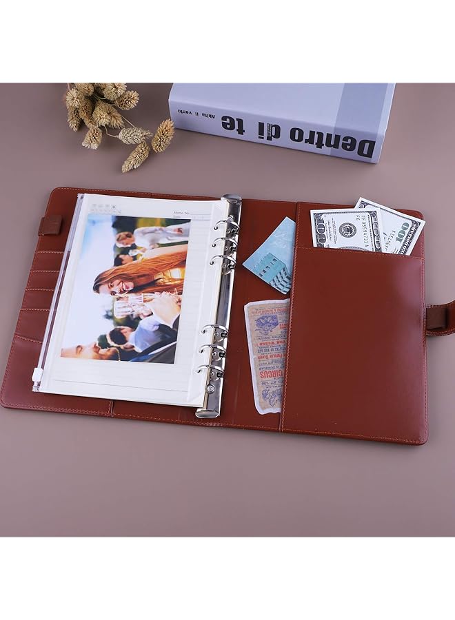 A5 Pu Leather Binder 6 Ring Notebook Binder Cover For A5 Filler Paper Refillable A5 Personal Planner Budget Binder With Magnetic Buckle Closure Brown