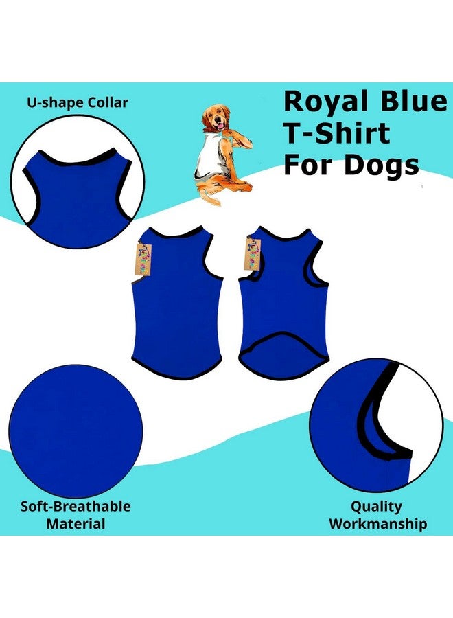 ويستيرن إرا تي شيرت صيفي رائع بدون أكمام من القطن للكلاب/الجراء - ملابس عصرية وجيدة التهوية لحيوانك الأليف (أزرق ملكي) (مقاس كبير جدًا - 24 بوصة) - Image 2