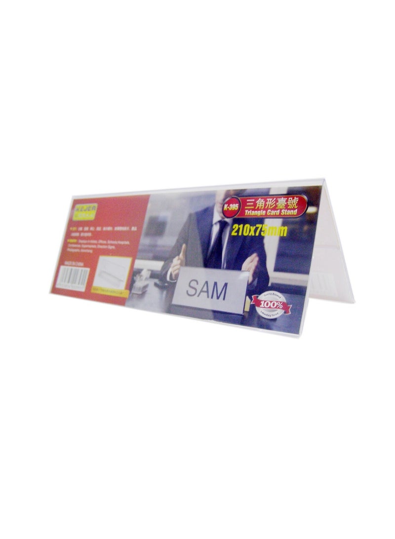 12-Pack Clear Acrylic Name Plate Holders – 210x75mm Desk Sign Holders – Double-Sided Horizontal Display for Offices, Events, Conferences, Receptions – Durable & Reusable
