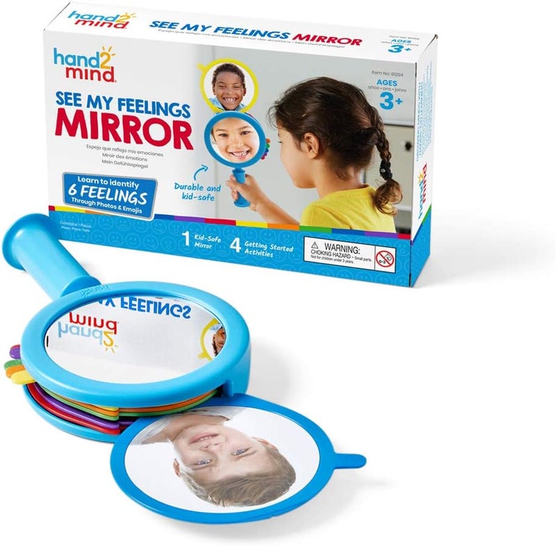 hand2mind See My Feelings Mirror, Social Emotional Learning Mirror, Sensory Toys For Toddler Learning, Anxiety Relief For Kids, Mindfulness For Kids, Kindergarten Homeschool Supplies (Pack of 1) - Image 1