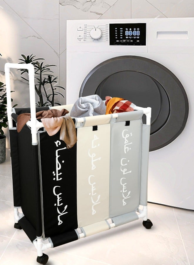 Laseta Laundry Cloth Hamper Sorter Basket，With armrests and four wheels - Image 1