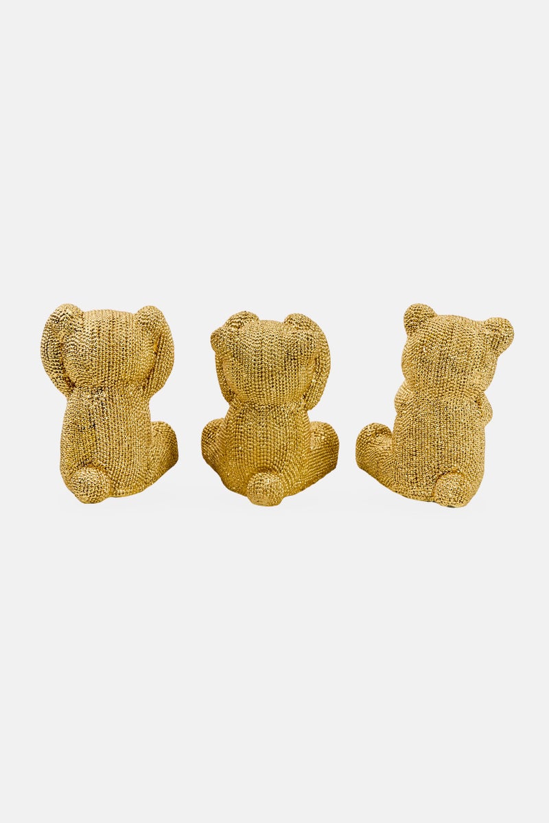 Nanette lepore Polyresin Decorative Three Bears, Gold  - Image 3