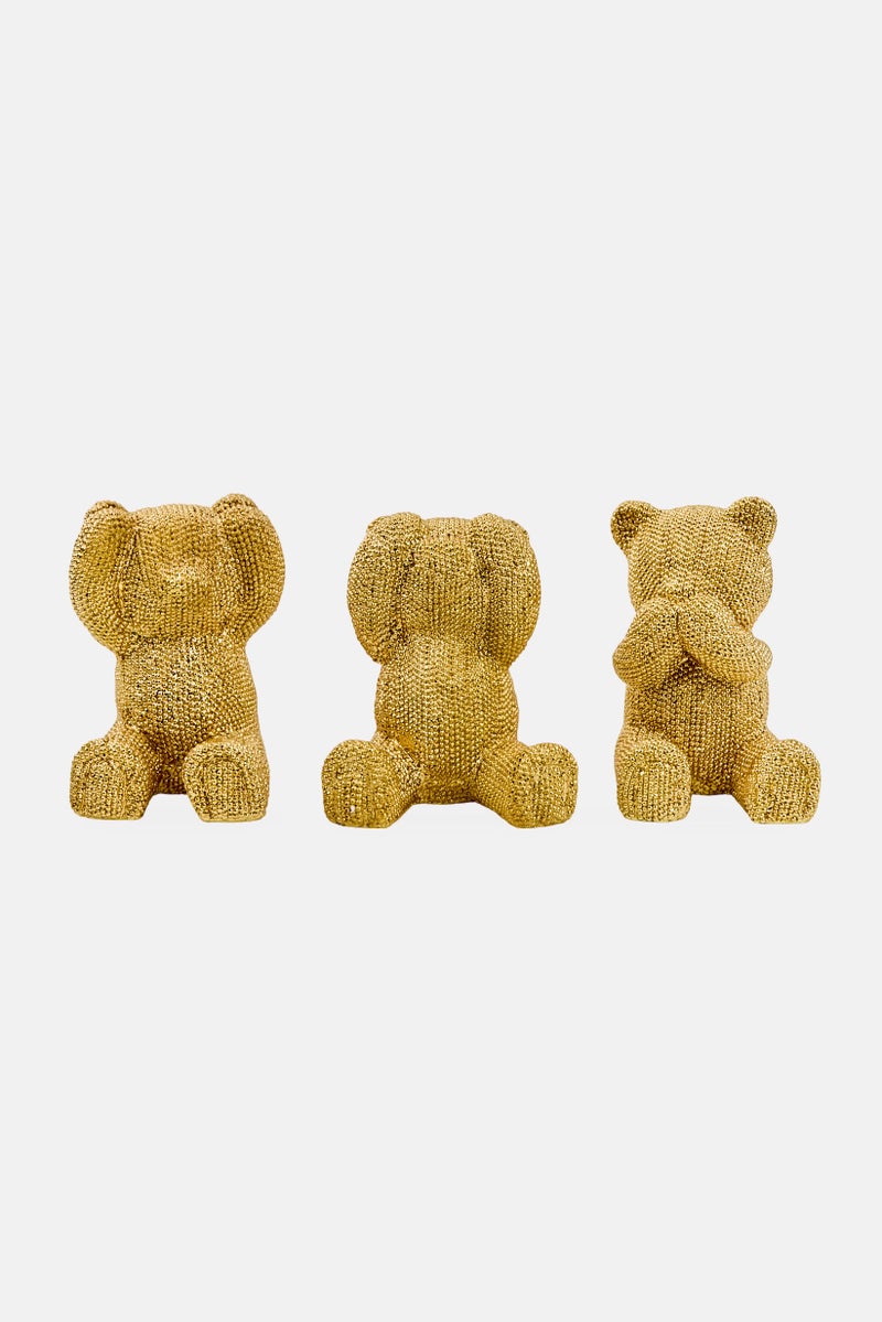 Nanette lepore Polyresin Decorative Three Bears, Gold  - Image 1