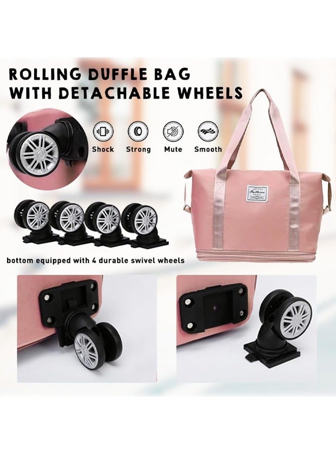 Universal Wheel Expandable Luggage Bag,Large Capacity Wet and Dry Separation Storage Business Trip Gym Bag,College Students Ttravelling Bag,Duffle Bag with Wheels and Handle  - Image 3