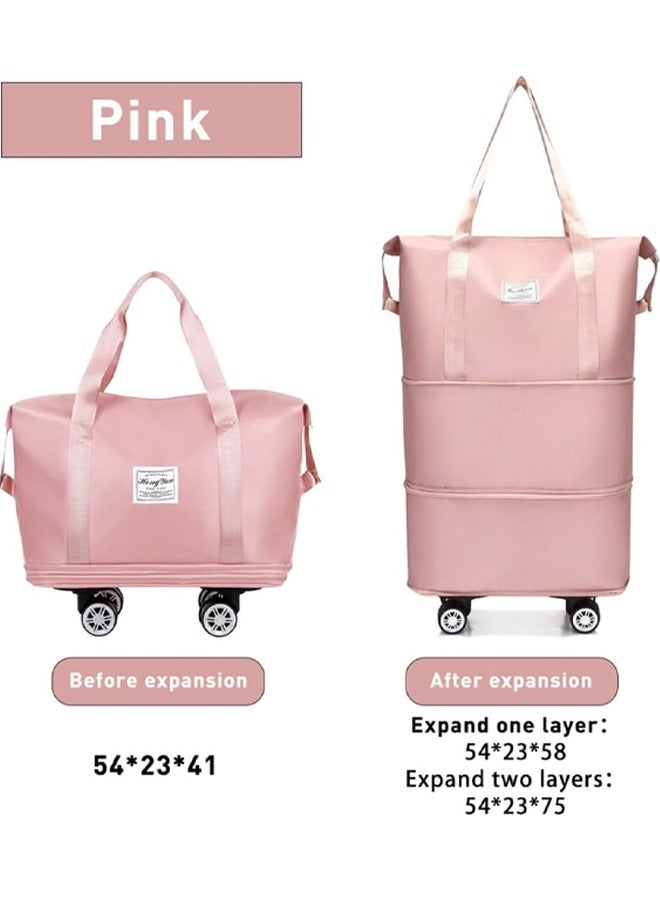 Universal Wheel Expandable Luggage Bag,Large Capacity Wet and Dry Separation Storage Business Trip Gym Bag,College Students Ttravelling Bag,Duffle Bag with Wheels and Handle  - Image 2