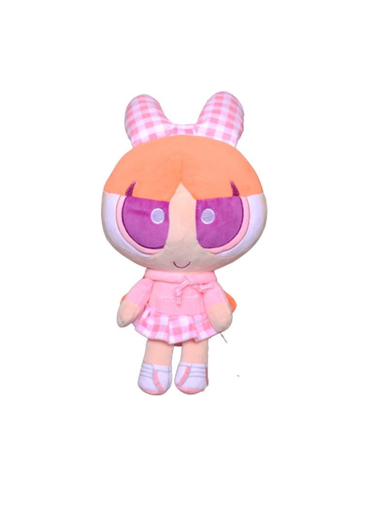 Flying Girls series flowery orange bubble yellow furry green creative new plaid shirt Powerpuff Girls cartoon plush doll children's gift (23cm) - Image 5