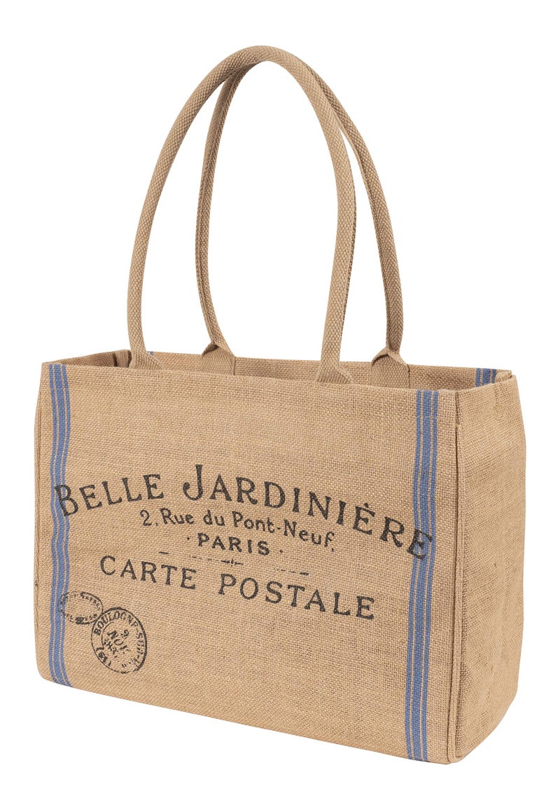 KAF Home KAF Home Jute Market Tote Bag Belle Jardiniere Print Durable Handle Reinforced Bottom and Interior Zipper Pocket 