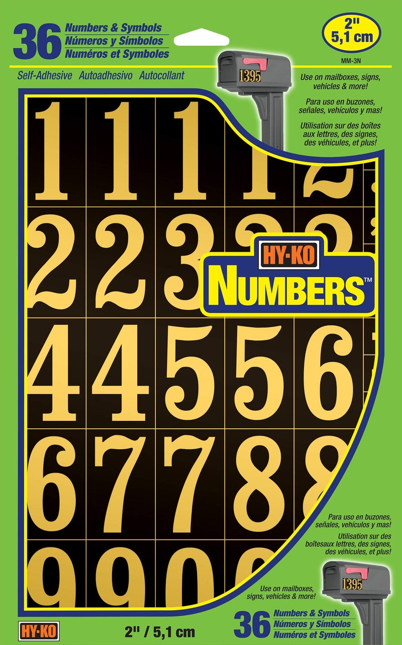 Hy-Ko Packaged Numbers & Letters, DIY Address Number Stickers for Deliveries and Navigation, Self-Adhesive House Decals for Siding, Door, Mailboxes - Image 1