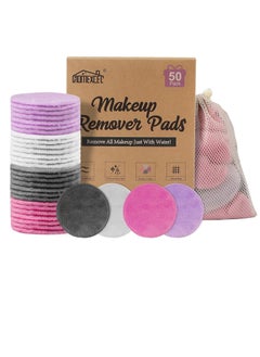HOMEXCEL HOMEXCEL Reusable Makeup Remover Pads 50 Pack-Makeup Remover Cloth Face Pads for Facial Cleansing-Soft Cotton Rounds for All Skin Types with Laundry Bag (Grey-White-Purple-Pink)  - Image 1
