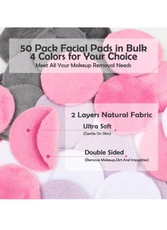 HOMEXCEL HOMEXCEL Reusable Makeup Remover Pads 50 Pack-Makeup Remover Cloth Face Pads for Facial Cleansing-Soft Cotton Rounds for All Skin Types with Laundry Bag (Grey-White-Purple-Pink)  - Image 3