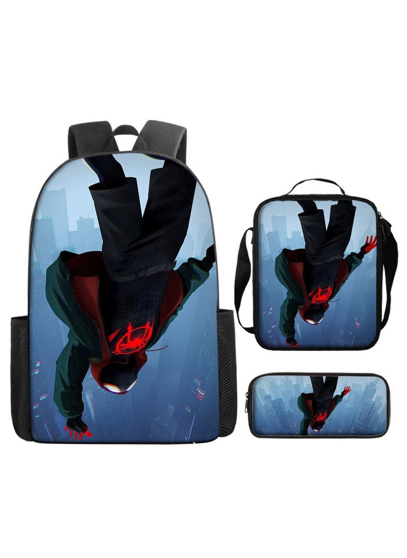 Spider-Man Spiderman Hero Cartoon Student Backpack Three-Piece Set 29*16*42 cm 