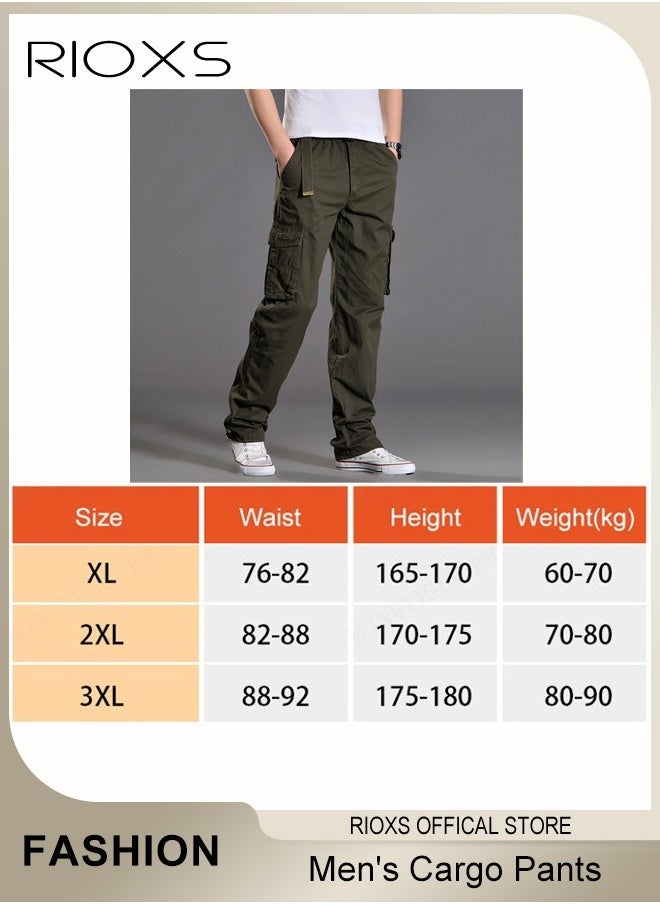 Men's Cargo Pants,Elastic Waist Drawstring Trousers,Men's Casual Cargo Trousers,Full Length Breathable Pants With Multi Pockets,Jogger Pants,Outdoor Hiking Work Sweatpants