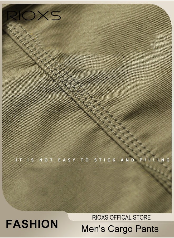 Men's Cargo Pants,Elastic Waist Drawstring Trousers,Men's Casual Cargo Trousers,Full Length Breathable Pants With Multi Pockets,Jogger Pants,Outdoor Hiking Work Sweatpants