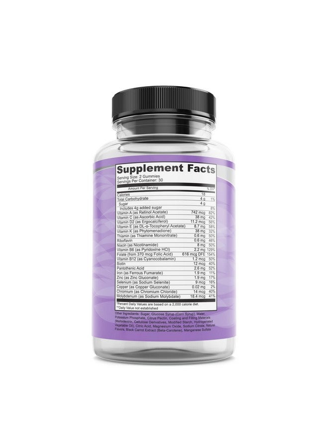 Pure By Nature Mega Multi Gummies, Natural Flavored Multi Vitamin Gummies for Women & Men, Dietary Supplement, Multivitamin for Men with Vitamins A, D2, C, E, K, Biotin, Folic Acid (60 Count) - Image 4