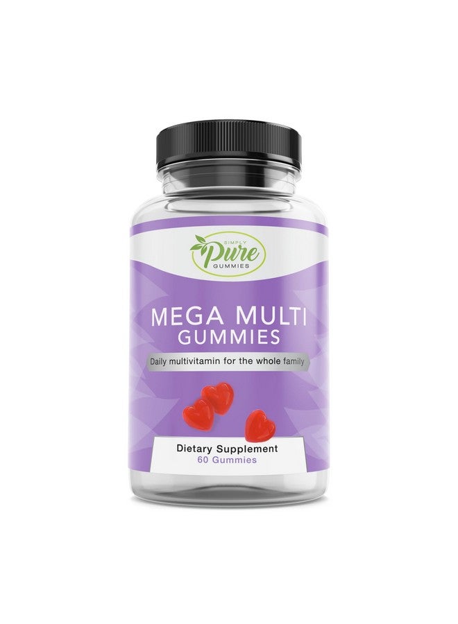 Pure By Nature Mega Multi Gummies, Natural Flavored Multi Vitamin Gummies for Women & Men, Dietary Supplement, Multivitamin for Men with Vitamins A, D2, C, E, K, Biotin, Folic Acid (60 Count) - Image 1