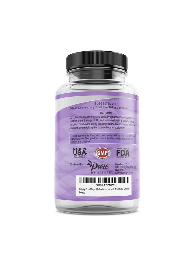 Pure By Nature Mega Multi Gummies, Natural Flavored Multi Vitamin Gummies for Women & Men, Dietary Supplement, Multivitamin for Men with Vitamins A, D2, C, E, K, Biotin, Folic Acid (60 Count) - Image 5