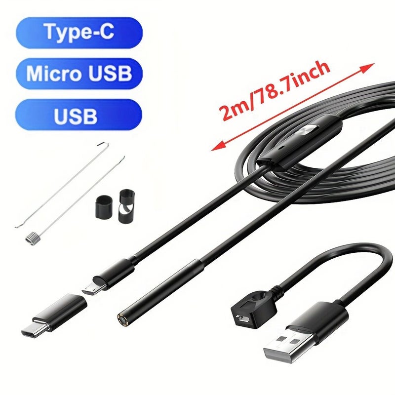 5.5mm Lens Endoscope Flexible Wire Snake Tube Inspection Borescope 39.37inch Soft Cable For OTG Compatible Android Phones - Image 2