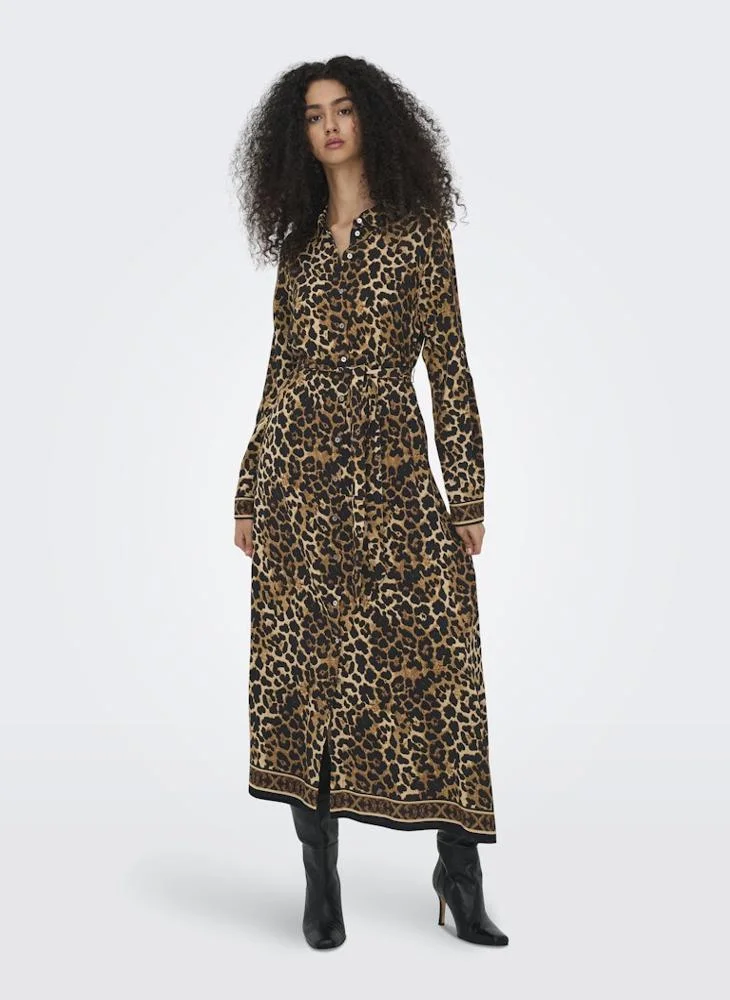 ONLY ONLVEDA BORDER long sleeve LONG DRESS