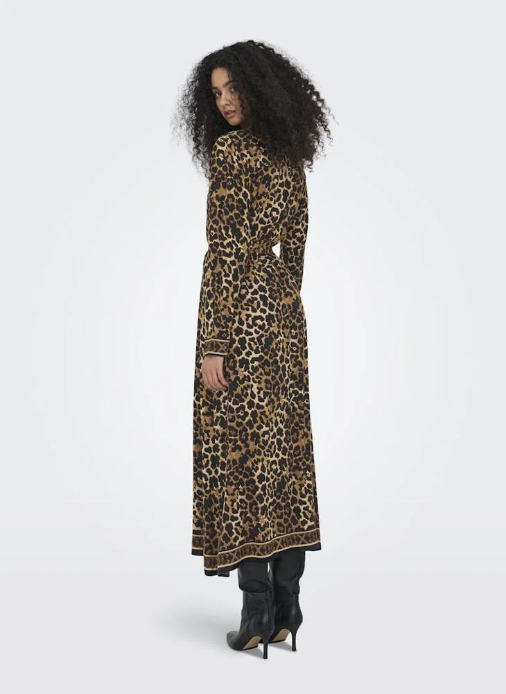 ONLY ONLVEDA BORDER long sleeve LONG DRESS