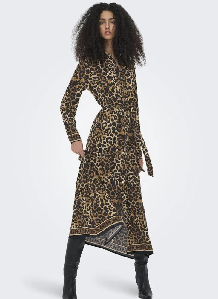 ONLY ONLVEDA BORDER long sleeve LONG DRESS