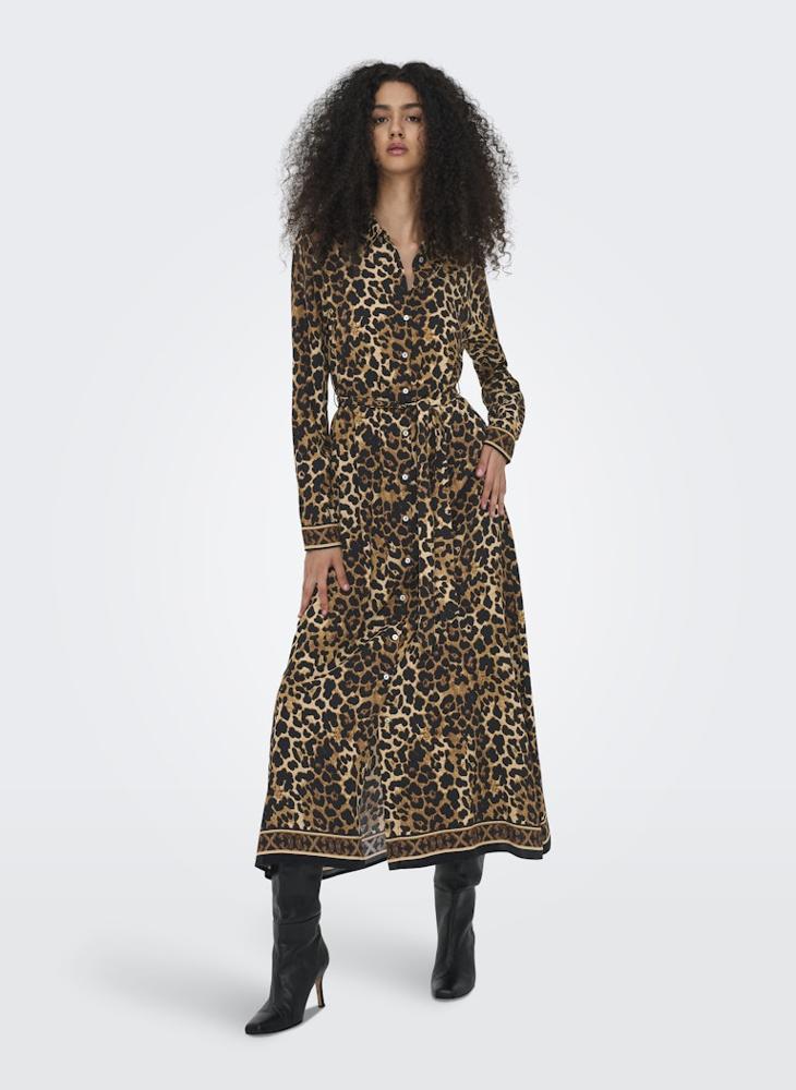 ONLY ONLVEDA BORDER long sleeve LONG DRESS - Image 5