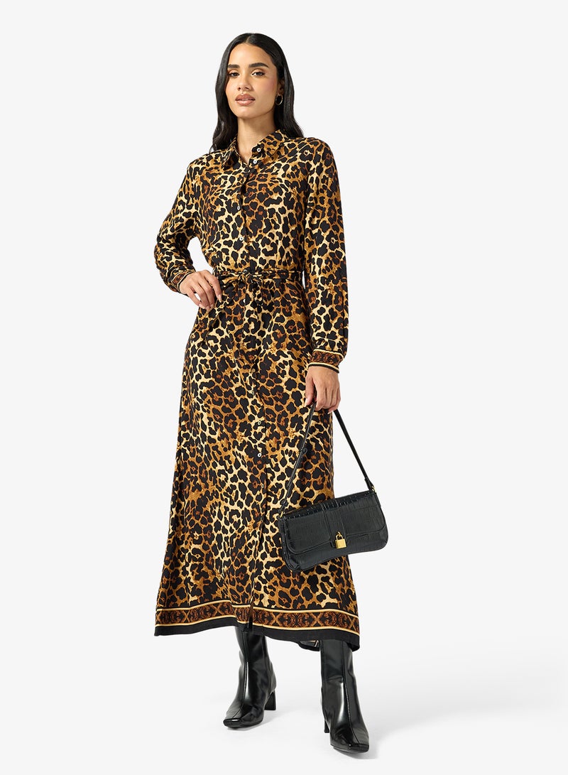 ONLY ONLVEDA BORDER long sleeve LONG DRESS - Image 4