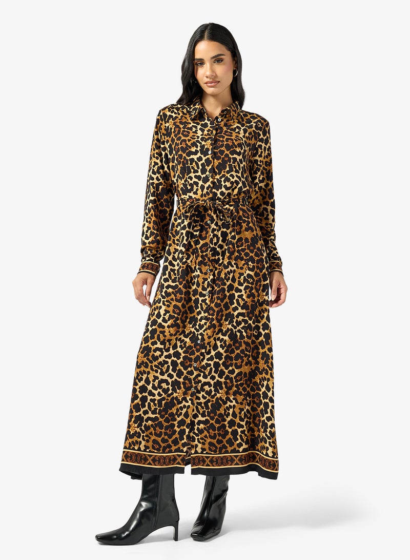 ONLY ONLVEDA BORDER long sleeve LONG DRESS - Image 1