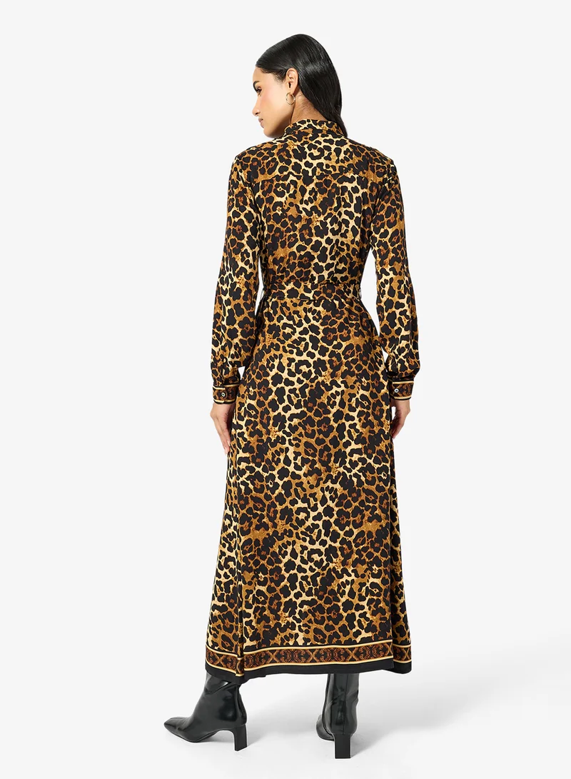 ONLY ONLVEDA BORDER long sleeve LONG DRESS