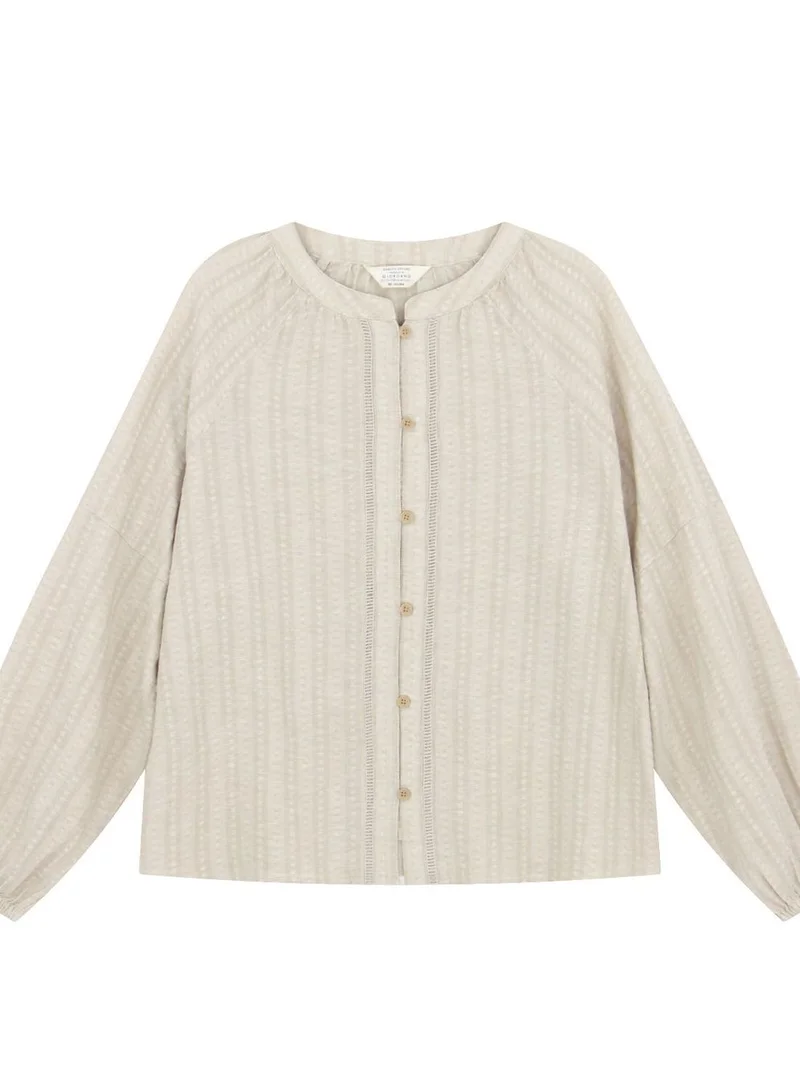 Women's Loose Fit Linen Cotton Dobby Shirt