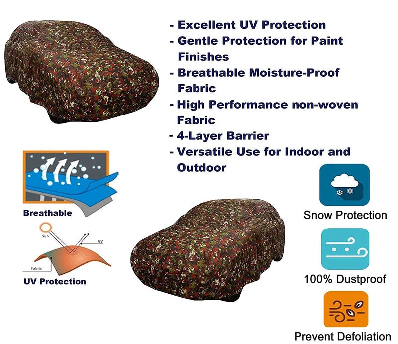 Auto Hub Car Cover Compatible with Maruti WagonR-(Model : 2000-2018), with Water Resistant, Triple Stitched, WagonR Car Cover- Jungle Print - Image 3