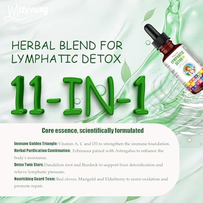 Misyvoing Liposomal Lymphatic Detox & Drainage Drops –Multivitamins A、C、D + Herbal Blend with Elderberry & Echinacea– Supports Lymphatic Drainage, Immune System & Detox - Image 2