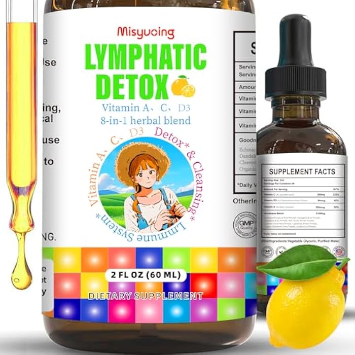 Misyvoing Liposomal Lymphatic Detox & Drainage Drops –Multivitamins A、C、D + Herbal Blend with Elderberry & Echinacea– Supports Lymphatic Drainage, Immune System & Detox - Image 1
