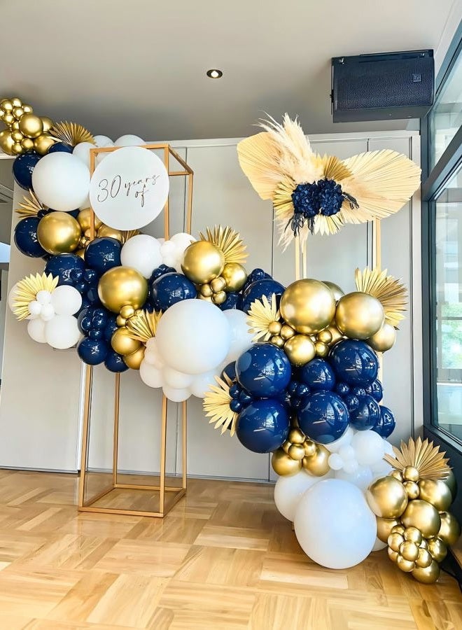 Haolongfa Navy Blue and Gold Confetti Balloons,12 Inch 60pcs Pearl White and Metallic Gold Latex Balloons for Graduation,Birthday,Baby Shower,Anniversary,Wedding,Celebration,Party Decoration - Image 5