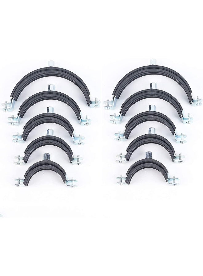 Royal Apex Heavy Duty Adjustable Two-screw Pipe Galvanized Iron (GI) Clamp with Rubber Lined or Unlined for Wall Ceiling Mount Pipe Supports, Split Ring Hanger (6 Inch, Pack of 10) - Image 1