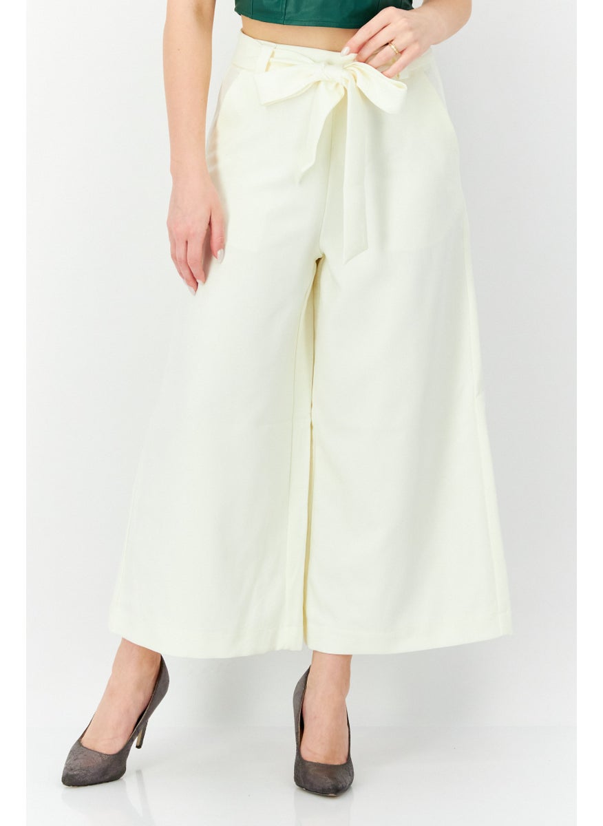French Connection Women Plain Wide Leg Pants, Ivory  - Image 1