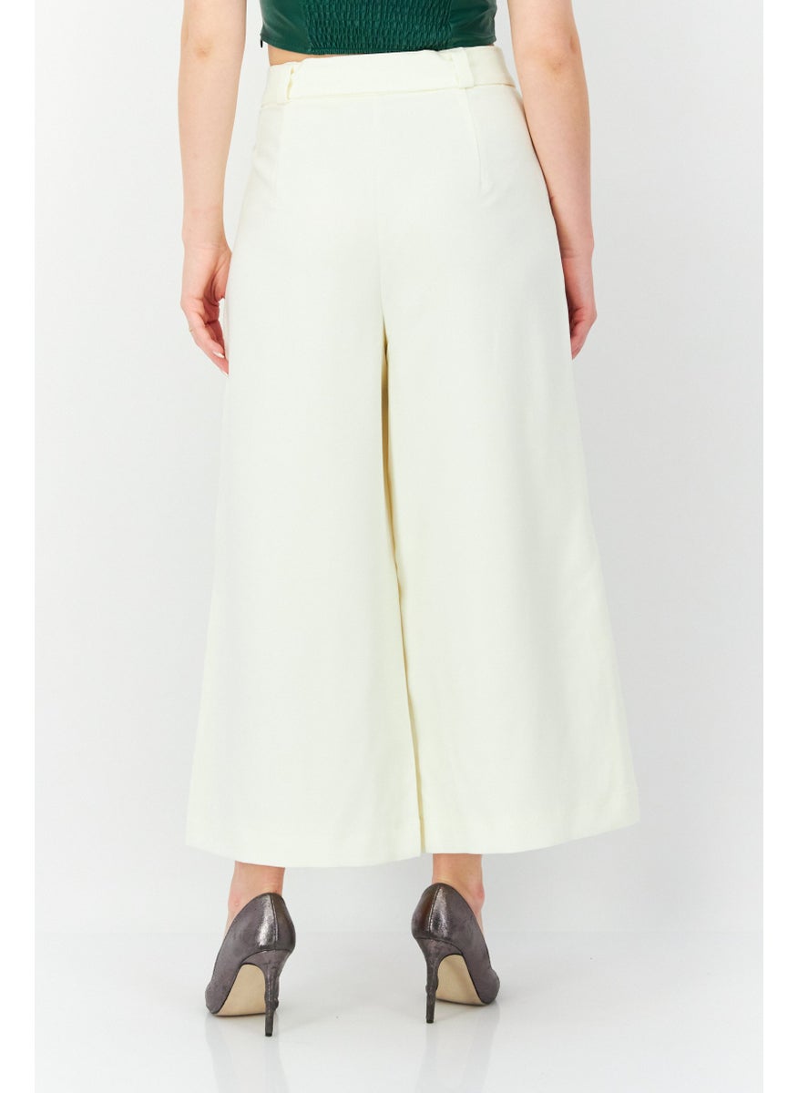 French Connection Women Plain Wide Leg Pants, Ivory  - Image 4