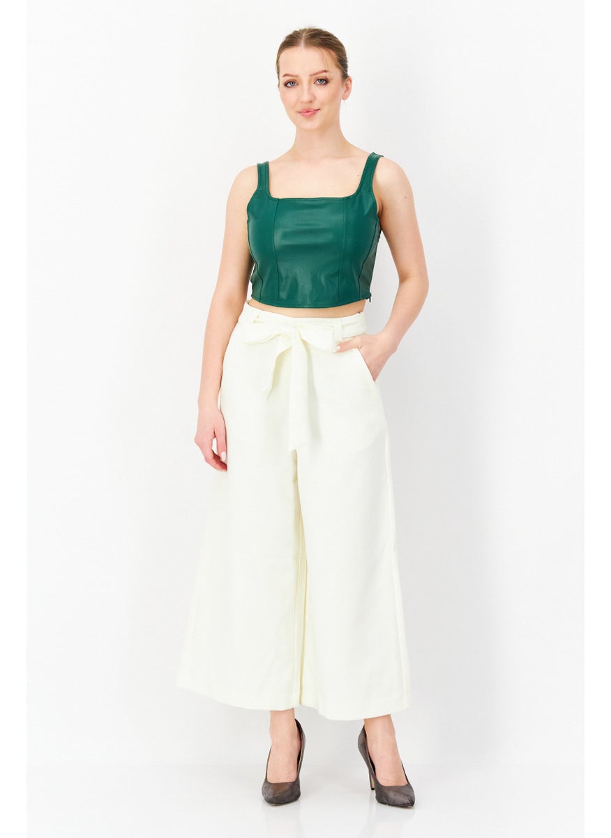 French Connection Women Plain Wide Leg Pants, Ivory  - Image 3