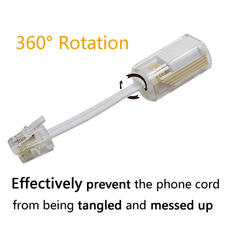 Uvital Telephone Handset Cord Detangler, 1 Pack Telephone Cable 10Ft Uncoiled(1.2 Ft Coiled) and 1 Pack Anti-Tangle Phone Cords Untangler 360 Degree Rotating Swivel Cord - Image 2