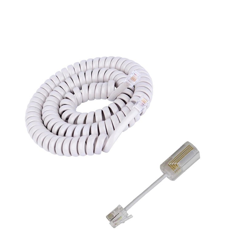 Uvital Telephone Handset Cord Detangler, 1 Pack Telephone Cable 10Ft Uncoiled(1.2 Ft Coiled) and 1 Pack Anti-Tangle Phone Cords Untangler 360 Degree Rotating Swivel Cord - Image 1